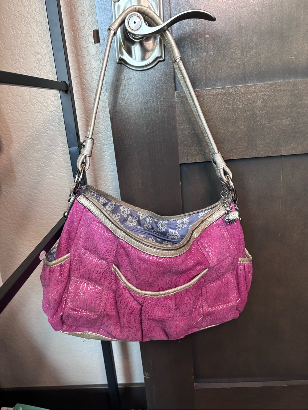 Y2K Pink Shoulder Bag with Silver Trim - Womens Handbag